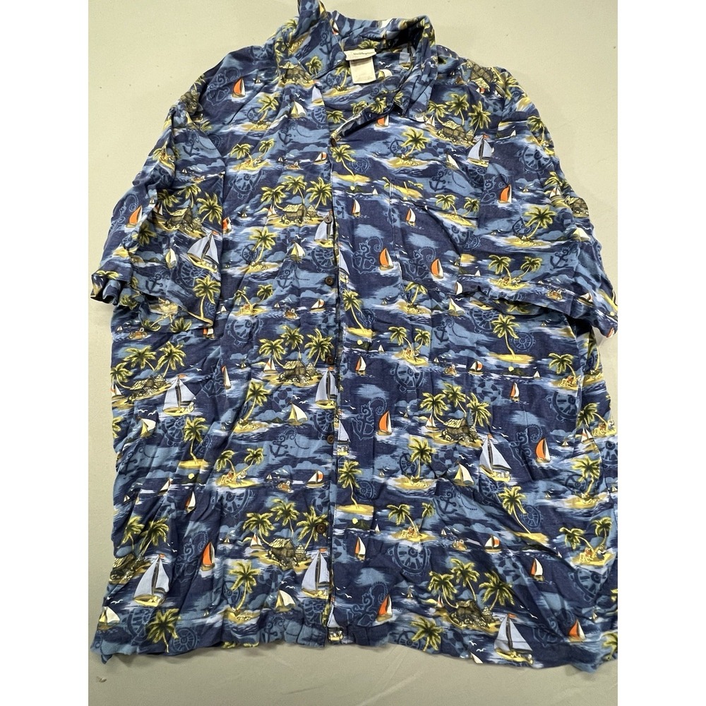 Vintage Walt Disney World Hawaiian‎ Shirt Size XL Blue Mickey Mouse